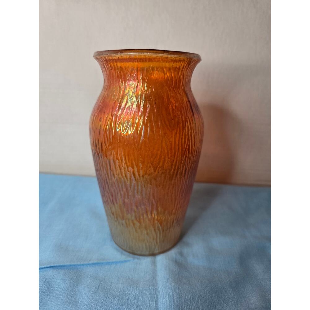 Jeanette Carnival Glass Marigold Tree Bark Vase 7 1/2"